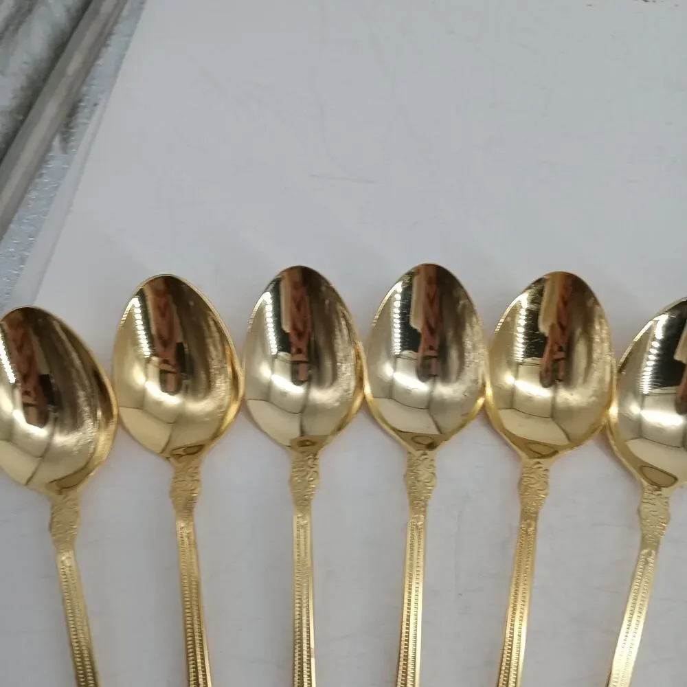 10X Tbsp Cambridge Gold Royal Fashion Table Spoons Flatware